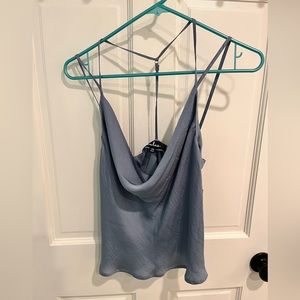 Joslin Dusty Blue Cowl Neck T-Back Top- size XS